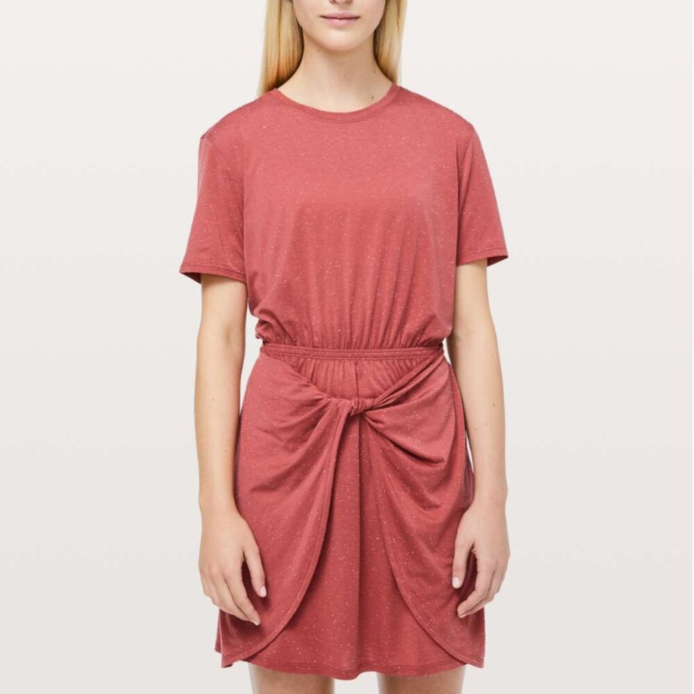 Lululemon Unwind Your Mind Dress Brick Rose / White - Picture 1 of 10